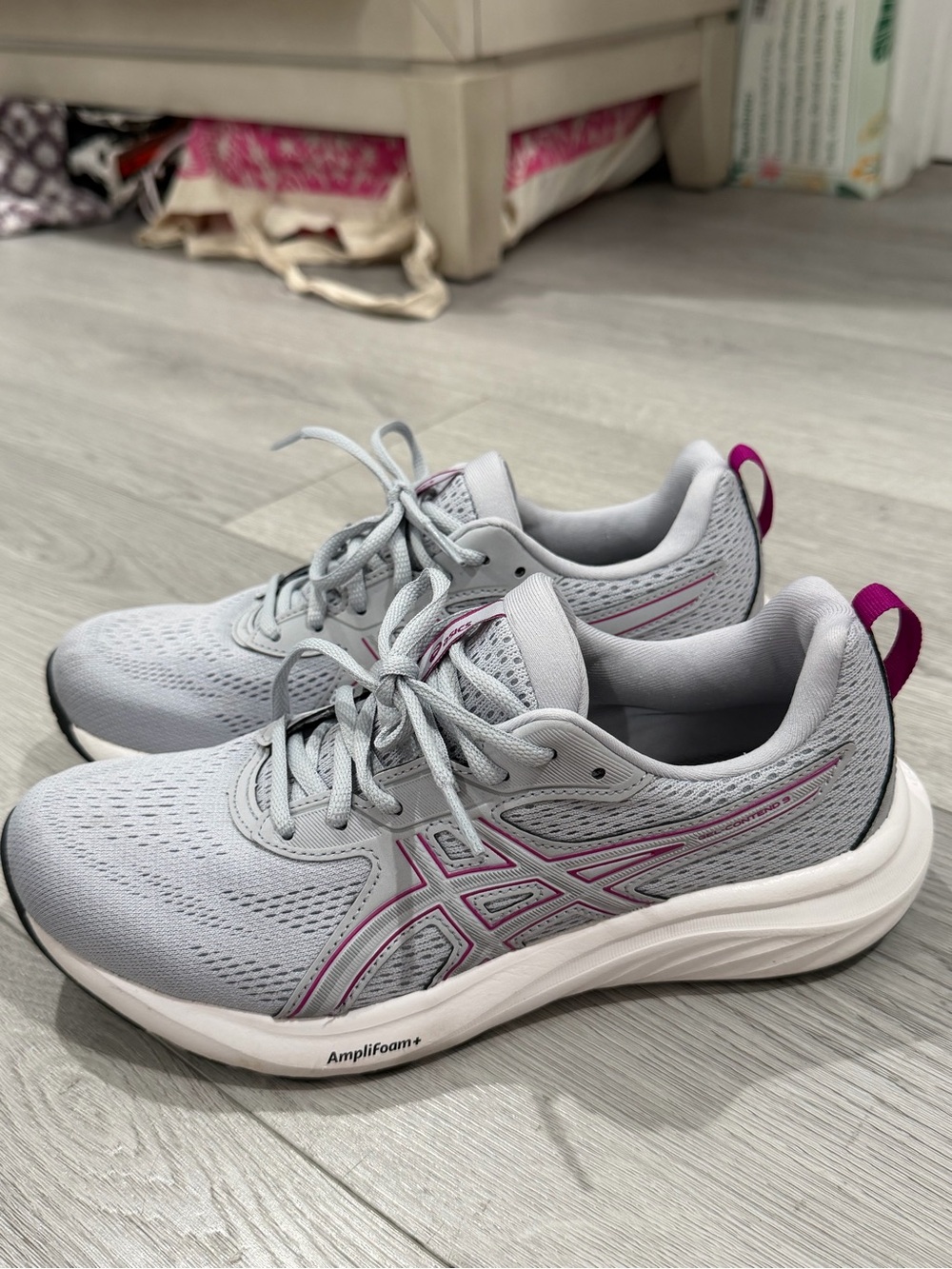 ASICS GEL-Contend 9 Gray & Pink Athletic Shoes